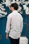 Regular Fit Buttoned Collar Striped Raw Linen Shirt - 6