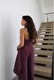 Plum Halter Neck Jumpsuit with Shawl Detail - 6