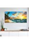 Tropical Palm Beach Sunset Gallery Wrapped Canvas Wall Art | 50x100cm 20x40 inch | Panoramic Ocean Seascape Wall Decor - 3