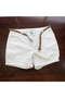 White Boyfriend Denim Shorts with Braided Belt - 2