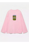 100% Cotton Oversize Fit Pickles Printed - Crew Neck Long Sleeve T-Shirt