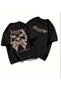 Women's Floral Ribbon Patterned Oversize Crew Neck Printed T-Shirt - 2