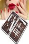 Pln nail care set - 12 piece manicure pedicure kit with nail clippers & trimmer - travel case