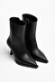 Lina Black Leather Pointed Toe Heeled Women's Boots - 7