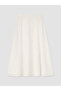 Ecru Zippered Embroidered A-Line Skirt - 3