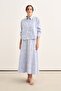 Women's Embroidered Flared Skirt Shirt Set Blue Striped - 2