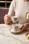 Coffee Cup Set Porcelain Turkish Coffee Cup with Plate Floral Pattern with Gold Detail W64318B8 - 4