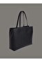 Women's Magnetic Closure Zippered Interior Compartment Ck Logo Patterned Black Bag Lv04F3225G-Ub1 - 3