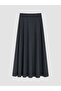 Lcw Modest Gray Flared Skirt with Zipper at the Waist - 6