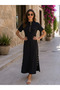 Modern and Comfortable Women's Short-Sleeved Stand Collar Modal Long Dress with Side Button Detail - 2