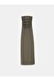 91640 Strapless Dress with Slit Detail - Khaki - 5
