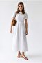 2216 Women's Lined Short Sleeve Floral Openwork Midi Dress White - 3