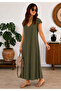Solid Color Viscose Fabric Relaxed Fit Bohemian Style Dress