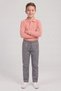 Boys' Salmon Long Sleeve Polo Collar T-Shirt Gray Ribbed Waist Canvas School Pants Bottom Top Set School Outfit