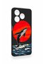 Realme C63 Compatible Red Sun Whale Pattern Silicone Case - 2