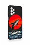 Samsung A23 Compatible Red Sun Whale Pattern Silicone Case - 4