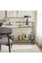 2 Tier Serving Trolley with Clear Glass Shelves, Welded Metal Frame Bar Cart with Lockable Wheels, Rolling Kitchen Cart, Modern Tea Coffee Drink Service Cart - 7
