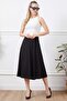 Ribbed Elastic Waist Midi Length Skirt