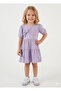 Stone Printed Bow Decorated Combed Cotton Fabric Dress