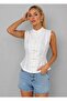 Women's Cotton Chinese Buttoned Stand Collar Sleeveless Blouse Shirt 26066 - 4
