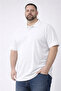 Men's Pique Fabric Buttoned Collar Oversized Plus Size Casual Short Sleeve T-Shirt - White - 3