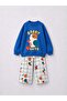 Girl's Navy Blue 3 Thread Fabric Printed Tracksuit Set - 2