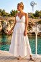 Italian Ecru Lace Collar Lined Skirt Ruffle Trim Adjustable Strap Casual Woven Dress 140 50 - 5