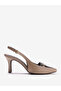 Beige Chain Detail Slingback Pumps - 4