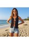 Women's Knitwear Thick Strap Open Front Black Color Blouse Bb2753 - 2