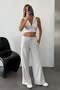 Women's Adjustable Waist Pocket Detailed 3-Strap Sweatpants Gray - Mw0000209