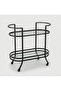 YIZNUO Fully Assembled Bar Cart with 2 Tempered Glass Shelves, Rolling Serving Trolley with Lockable Wheels, Welded Metal Frame - 4