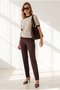 Women's Beige Brown Stripe Openwork Color Detailed Knitwear Blouse Blz-19003437 - 3