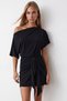 Women's black tie-waist off-the-shoulder dress alc-x15589 - 5
