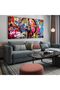 True Love Always Wins Graffiti Canvas Wall Art | 50x100 Inches Gallery Wrapped | Street Art with Soldier Dove Peace Sign | Modern Urban Decor