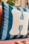 Punch Embroidered Throw Pillow Cover - 43*43 cm - Blue Letter H - Pnk001 - 2