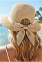 Women's Adjustable Straw Hat with Back Bow Bohemian Beach Sun Hat - 6