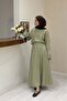Ihlamur Green Linen Textured Soven Set - 3