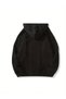Women's Black Figure Plush Printed 3 Thread Hooded Hoodie Sweatshirt - 3