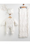 Lace Covered Embossed Floral Detailed 3-Piece Organic Hospital Discharge Set 100% Cotton Newborn Baby Girl - 2