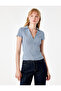 Zippered V-Neck Short Sleeve Slim Fit Checkered Shirt - 2