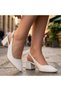 Dier Beyaz Cilt Heeled Shoes - 3