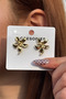 Gold Color Flower Figured Women's Earrings - 2