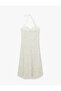 Viscose Halter Neck Sweetheart Neckline A-Line Polka Dot Long Dress - 2