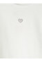 White Crew Neck Embroidered Girls' T-Shirt - 4