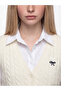 White Embroidered Wool Women's Knitwear Vest - 3
