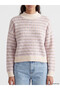 Xside Pink Half Turtleneck Patterned Women's Knitwear Sweater - 3