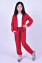Girl's High Collar Zippered Waist Tie Elastic Leg Sweatpants Set - 3