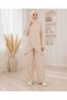 Women's Modal Fabric Comfortable Fit Elastic Waist Two-Piece Hijab Set Bottom Top with Special Detail on the Front Trendy Style - 5