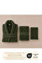 Eldy Women's Robe Set, 3 Pieces, 100% Cotton Certified Shawl Stripe Robe Set - Green Color - 2