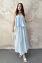 Women's Blue Flounce Blouse and Skirt Set - 2
